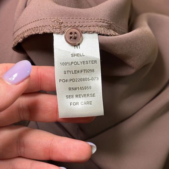 Dress Forum Button Down Blouse Dull Satin Slim Shirt Purple Brown Size Medium - Picture 4 of 7